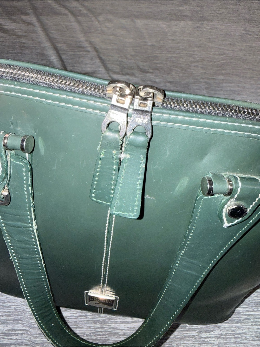 Dooney & Bourke Dark Green Leather Bintage Dome Satchel EUC - Picture 10 of 16